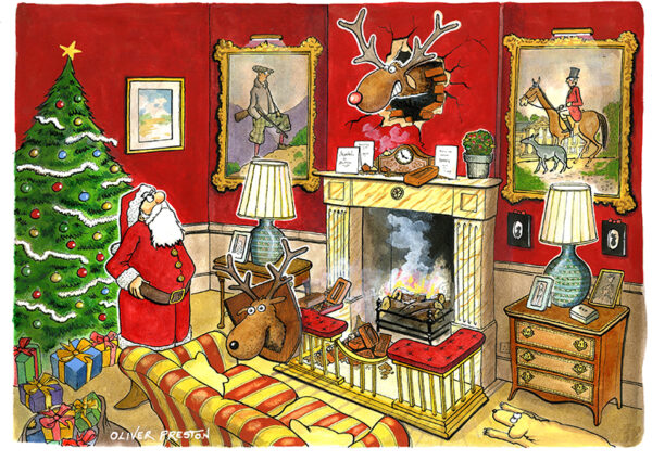 Rudolf's Big Entrance - Christmas card (Pack of 10)